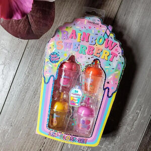 NWT Danbar Global Rainbow Sherbert Lip Gloss Set Non Toxic Fruit Flavored